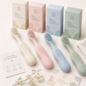 Custom silicone baby toothbrush colors and logo
