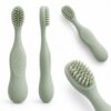 Silicone baby toothbrush front side view