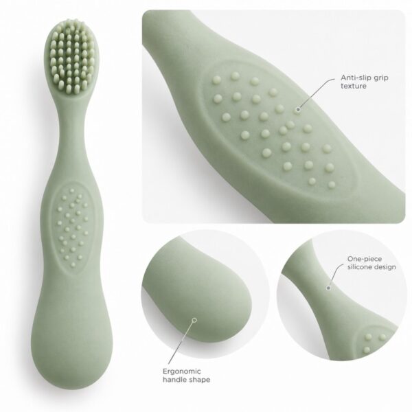 Silicone baby toothbrush handle design