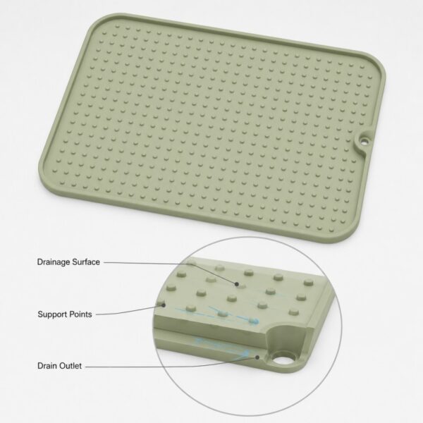 Raised drainage silicone bottle drying mat design