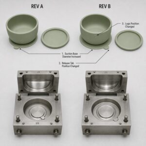 Silicone bowl mold revision A and B comparison