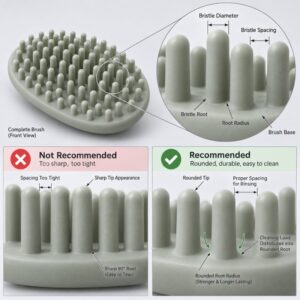 Silicone brush bristle root radius and geometry design