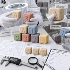 Silicone educational block molded detail sample inspection