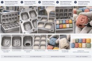 Silicone number learning blocks manufacturing process