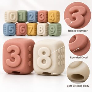Silicone number learning blocks raised number design