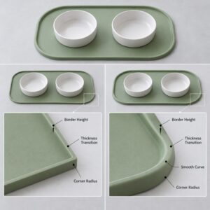 Silicone pet mat border thickness and edge structure design
