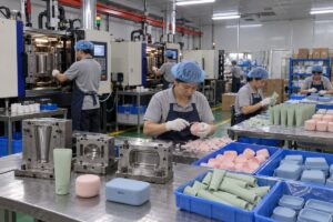 Silicone travel container manufacturing process
