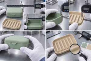 Silicone travel soap case lid fit and quality inspection