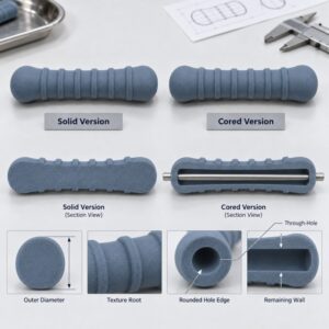 Solid versus cored silicone dog chew toy structure