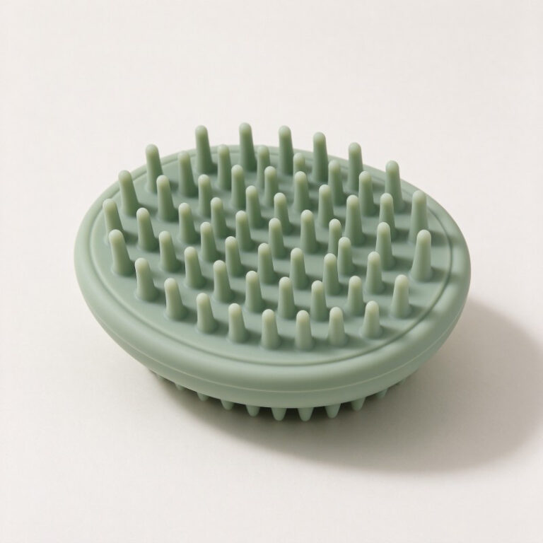 Custom silicone baby shampoo brush manufacturer with rounded flexible silicone bristles