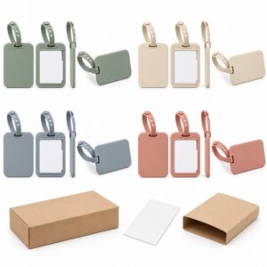 Custom silicone luggage tag colors embossed logo options and private-label packaging