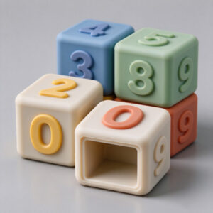 Close-up of silicone number block contact faces and hollow underside structure