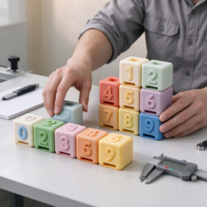 OEM sample inspection of silicone number block flatness and stacking stability