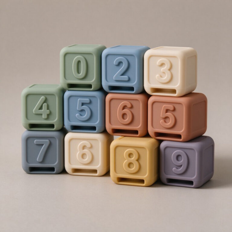 Soft silicone number learning blocks stacked for OEM stability review