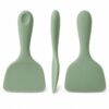 One-piece silicone pet food spatula front and side views
