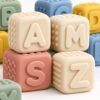 Silicone alphabet learning blocks raised letter design