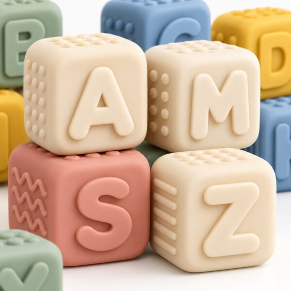 Silicone alphabet learning blocks raised letter design