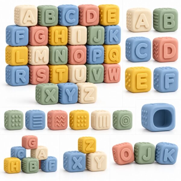 Silicone alphabet learning blocks multiple views