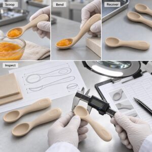Silicone baby spoon food retention bending recovery and quality testing
