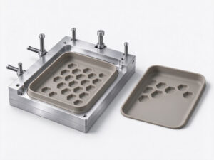 Illustrative silicone molding workflow for a one-piece custom cat litter mat