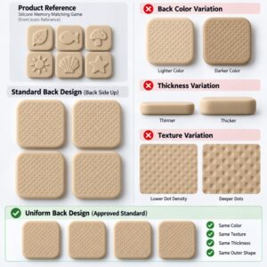 Silicone memory game tile back texture thickness and color comparison