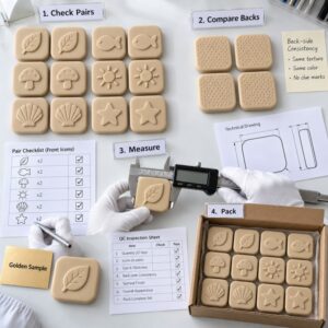 Silicone matching game complete pair count and OEM quality inspection