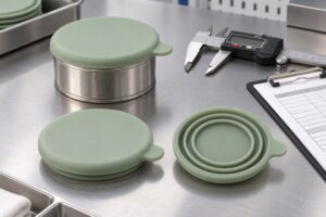 Illustrative dimensional and can rim fit inspection for silicone pet food can lids
