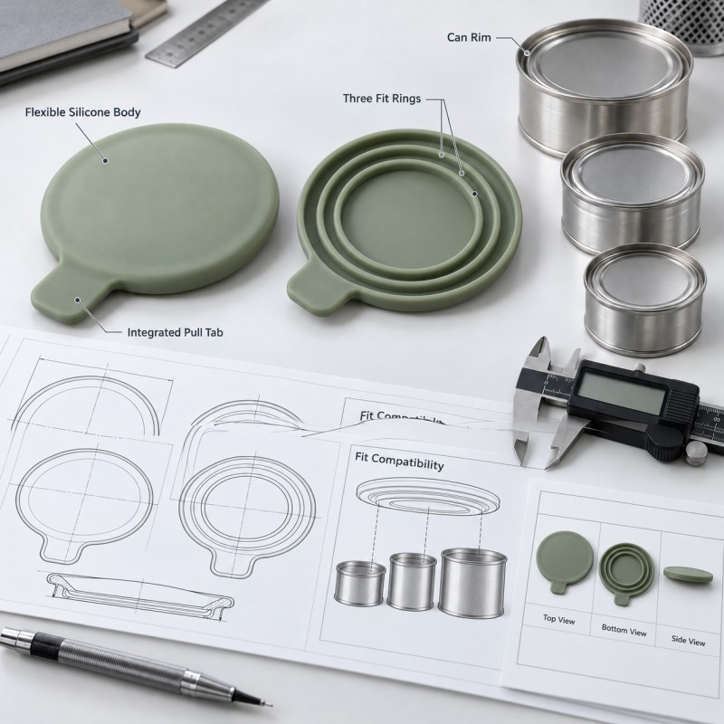 Multi-size silicone pet food can lid compatibility guide