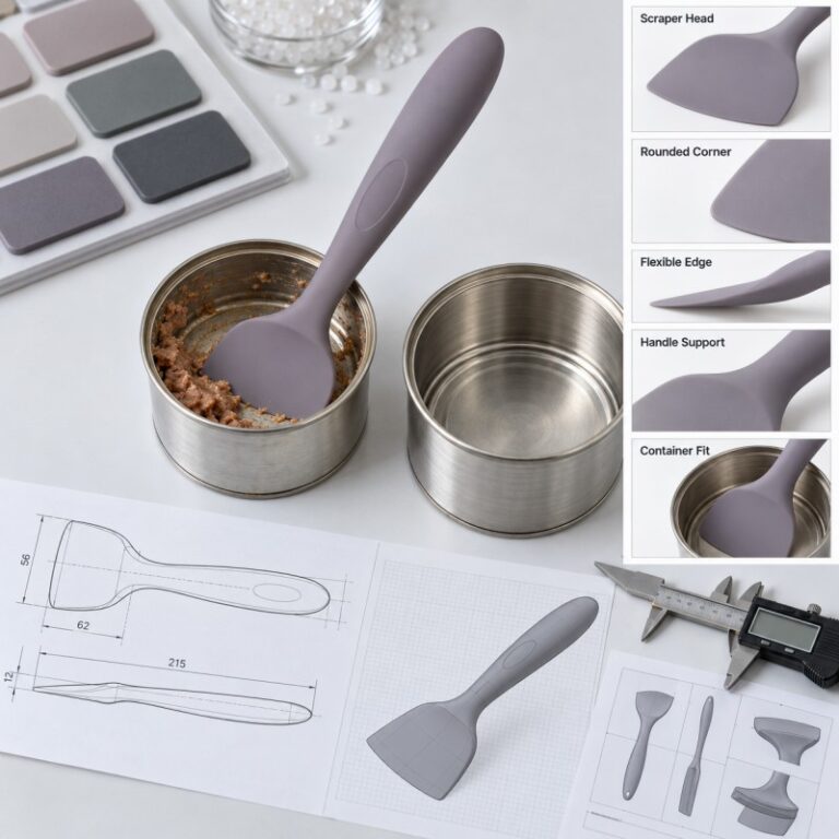 Silicone pet food spatula scraper head design for wet food cans